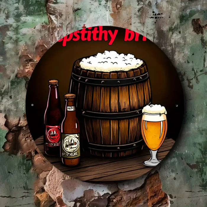 1pc Vintage Beer Barrel Glass Round Metal Sign 19.81cm UV-Resistant Aluminum Wall Art Easy to Hang w