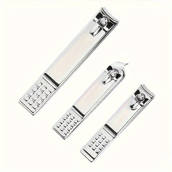 3pcs Stainless Steel Nail Clipper Set Large Small Slanted Mouth