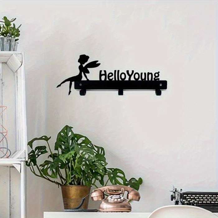 1pc HelloYoung Magical Wall-Mounted Storage RackStylish Metal Organizer for Coats Keys Towels