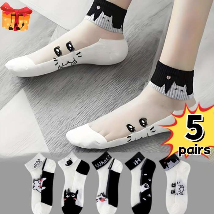 5 Pairs Mixed Color One Size High Elastic Socks
