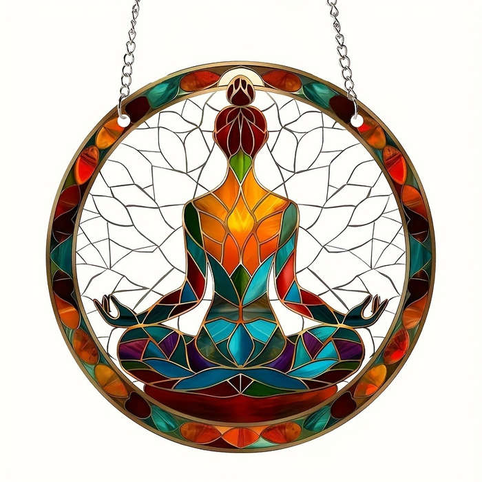 1pc 2D Flat  A  Acrylic Decorative Piece Yoga Style Acrylic Sun Catcher Colorful Glass Style