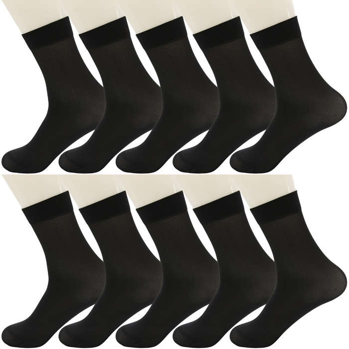 10 Pairs Black One Size High Elastic Socks