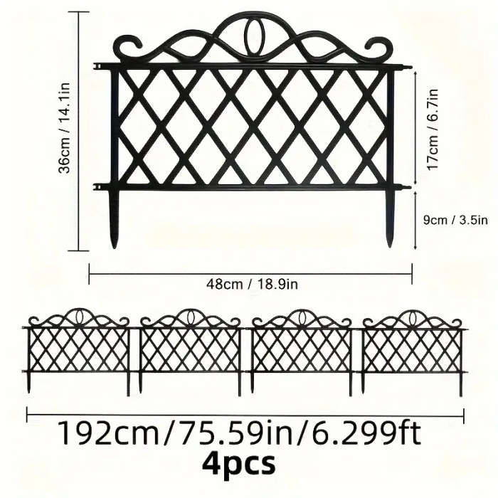 4 Pieces Durable Plastic Decorative Garden Border Fence