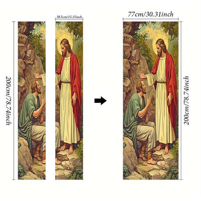 1pc 76.96x199.9cm Jesus Christian Themed Stickers
