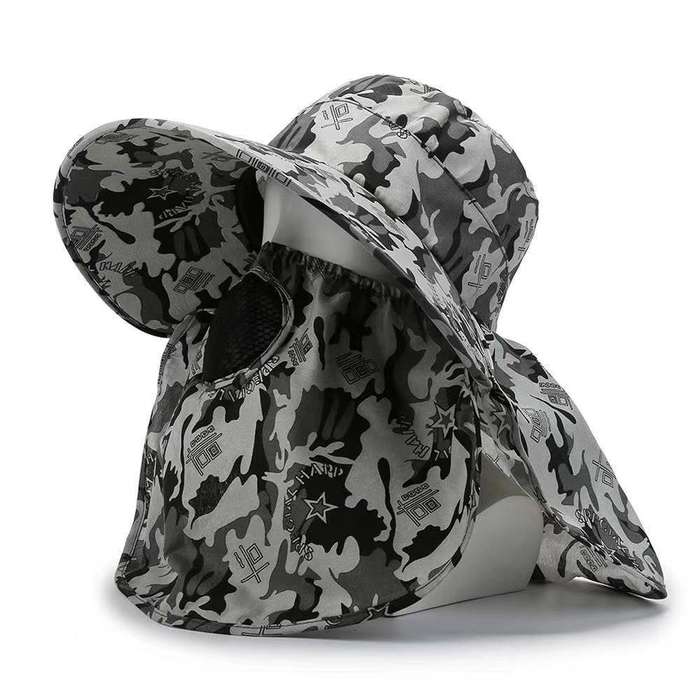 1pc Men'S Camouflage Sun Protection Hat with Face Cover Ideal for Hiking Mountain Climbing Fish