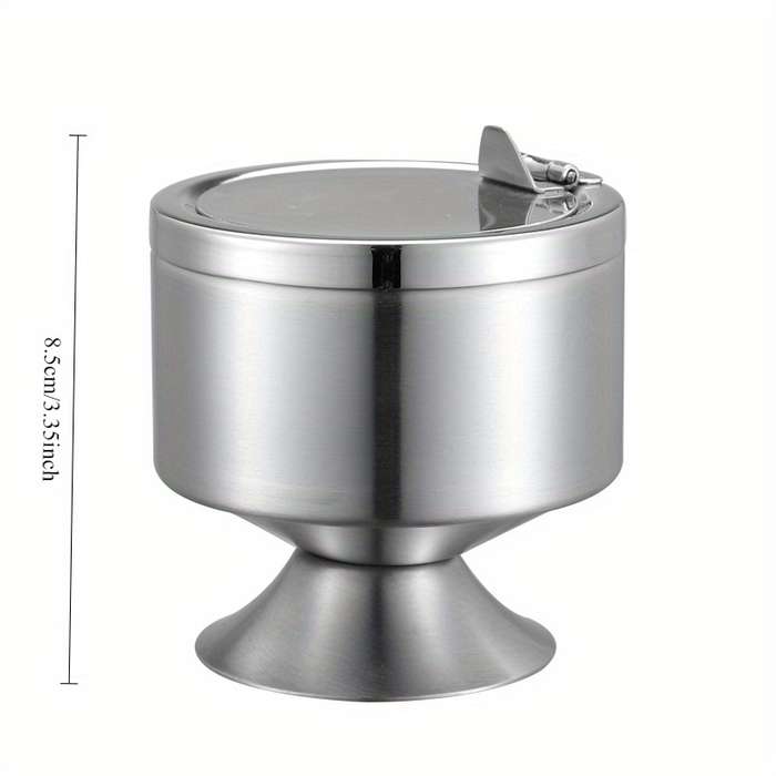 1pc Stainless Steel Ashtray with Lid and Base Durable Hotel Quality Ashtray for Home and Outdoor U