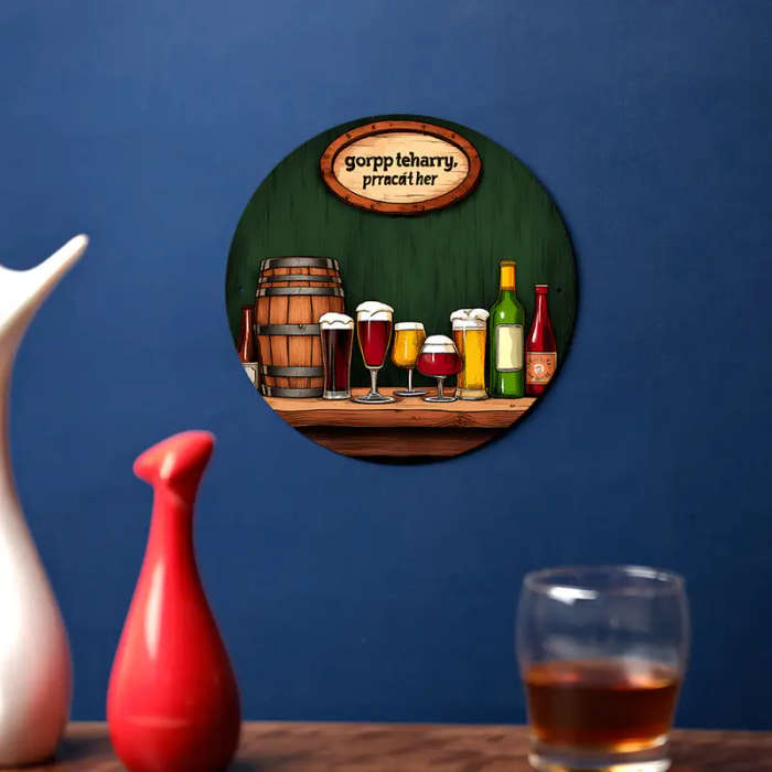 1pc Room Decor Vintage Round Metal Sign 19.81cm Aluminum Wall Art Waterproof Rust-Resistant Bar Deco