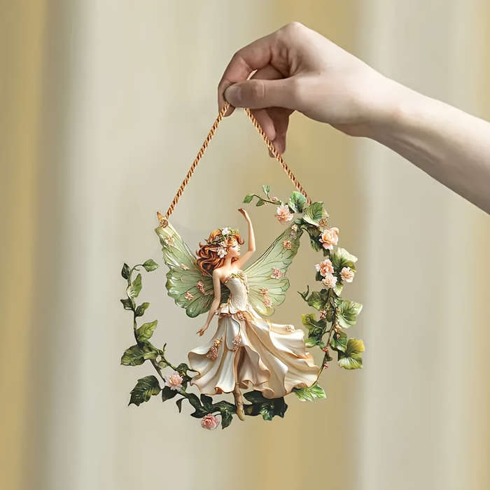 1pc 2D Flat  Bohemian Style  Resin Fairy Light Catcher Wall Hanging Christmas Wreath Theme