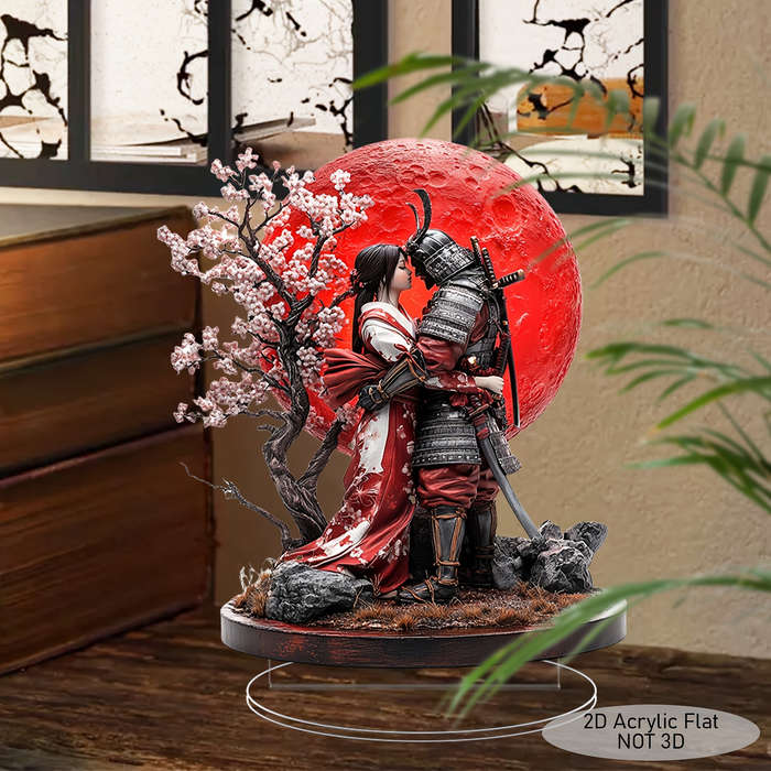 1pc 2D Flat   Bohemian Acrylic Samurai and Geisha Statue Elegant Home and Window Decoratio
