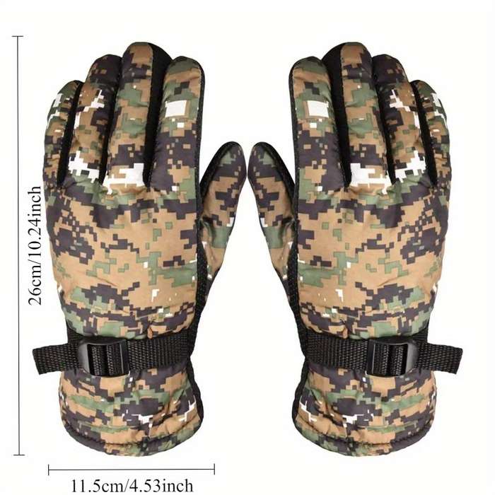 1 Pair Camouflage Grey Warm Gloves