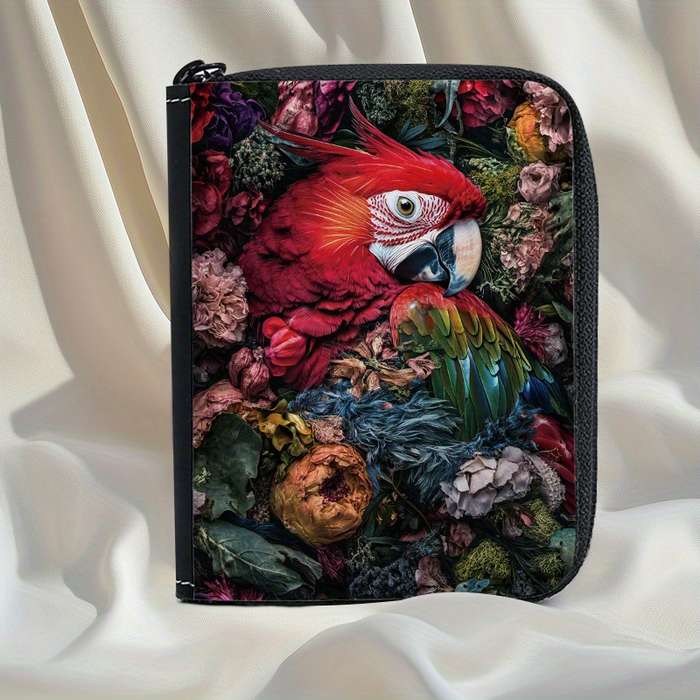 1pc Tropical Parrot Print Womens Wallet Vibrant Floral Bird Design Multi-Card Slots Zipp