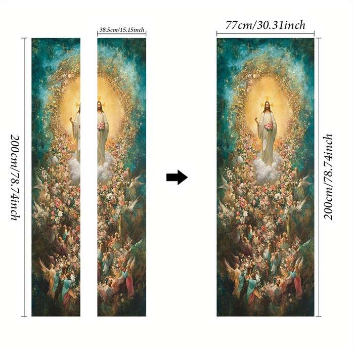 1pc 76.96x199.9cm Jesus Christian Themed Stickers