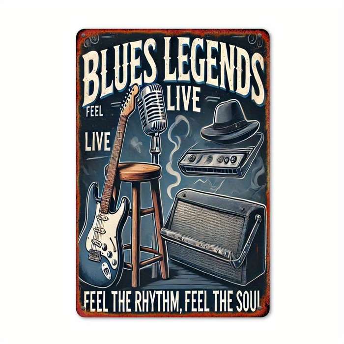 1pc  Classic Blues Legends 30.48x20.32 cm Iron Sign Vintage Music Themed Wall Hanging Decor fo
