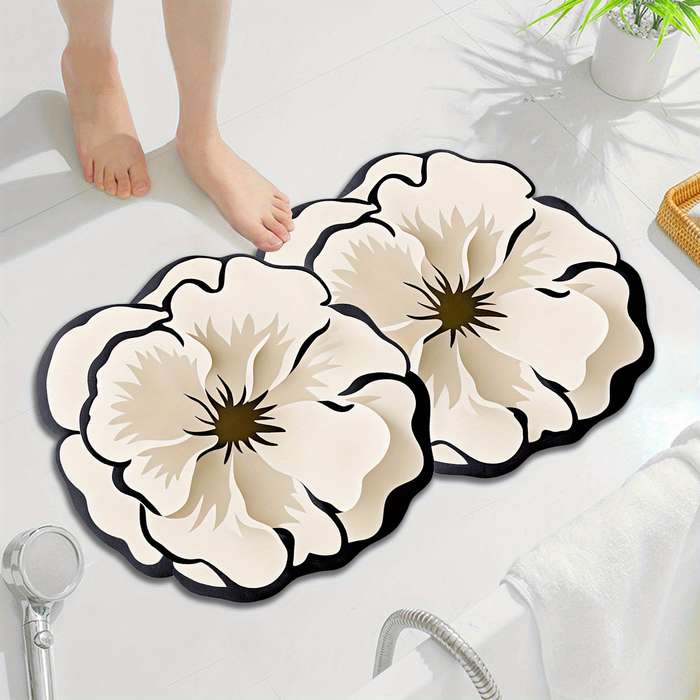 1Pc 40x60cm White Camellia Floor Mat