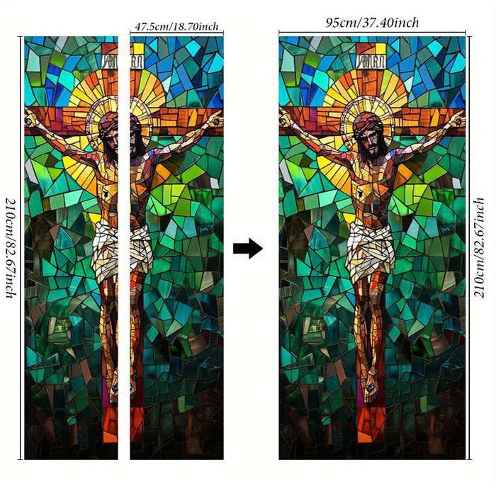 1pc 76.96x199.9cm Jesus Christian Themed Stickers