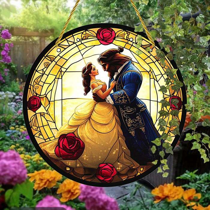 1pc 2D Flat  Beast from Beauty and the Beast Suncatcher  Stained Acrylic Window Hanging for O