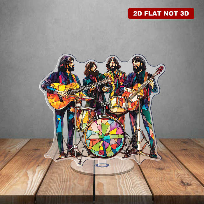 1pc 2D Flat  2D Rotating Acrylic Beatles Band Ornament with Stained Glass Design Featuring Jo