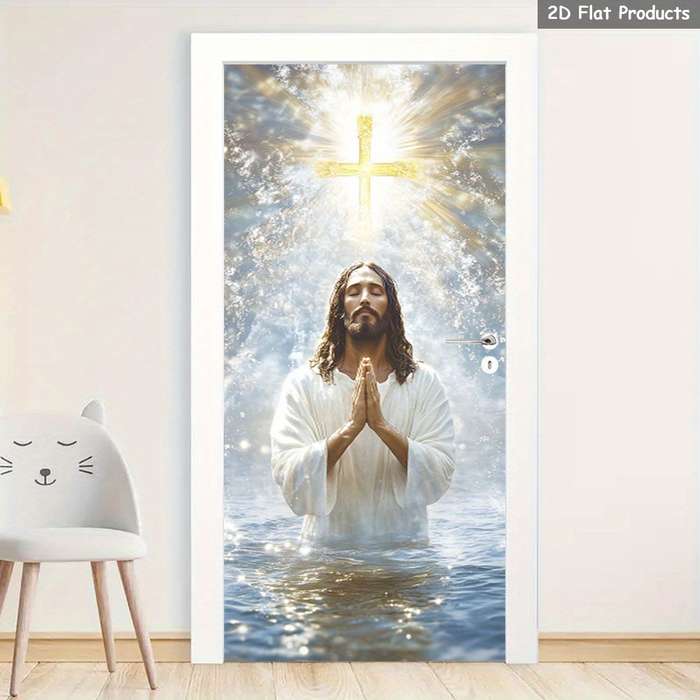1pc 76.96x199.9cm Jesus Christian Themed Stickers