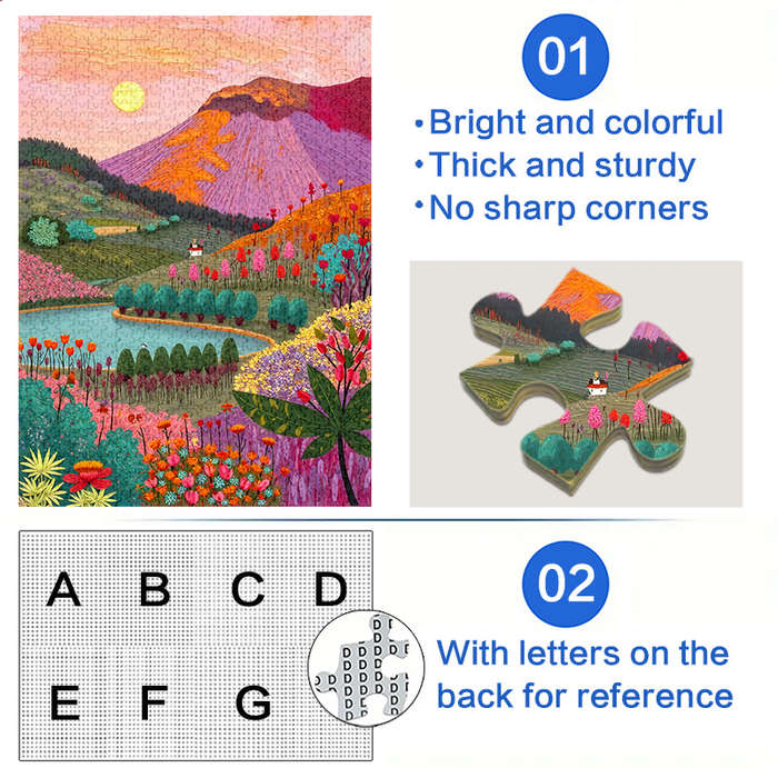 1000pcs Vibrant Valley Jigsaw Puzzle Large Colorful Landscape Puzzle for Adults W