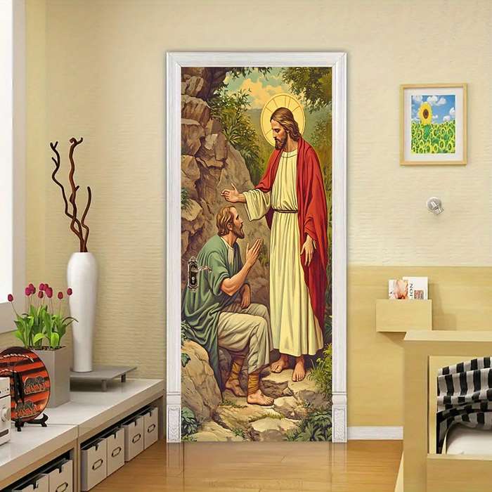 1pc 76.96x199.9cm Jesus Christian Themed Stickers