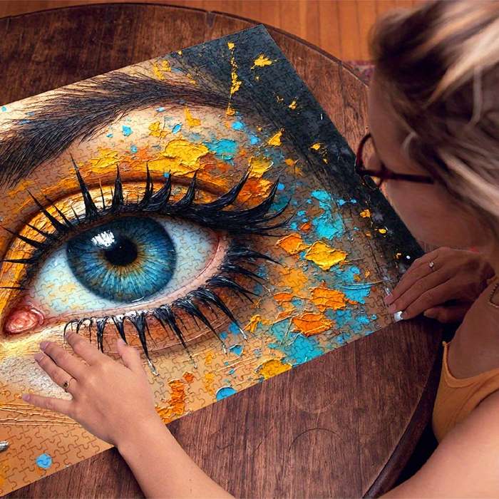 1000pcs Vibrant Eye Design Jigsaw Puzzle Scratch Water Resistant Advanced DIY Br