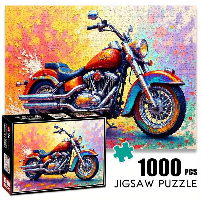 1000pcs Colorful Motorcycle Jigsaw Puzzle Large Vibrant DIY Brain Challenge for Ad