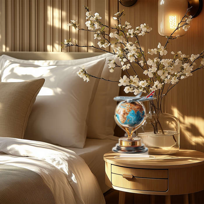 1pc 2D Flat    8-Inch Acrylic Earth Globe with Airplane Bohemian Style  Decor