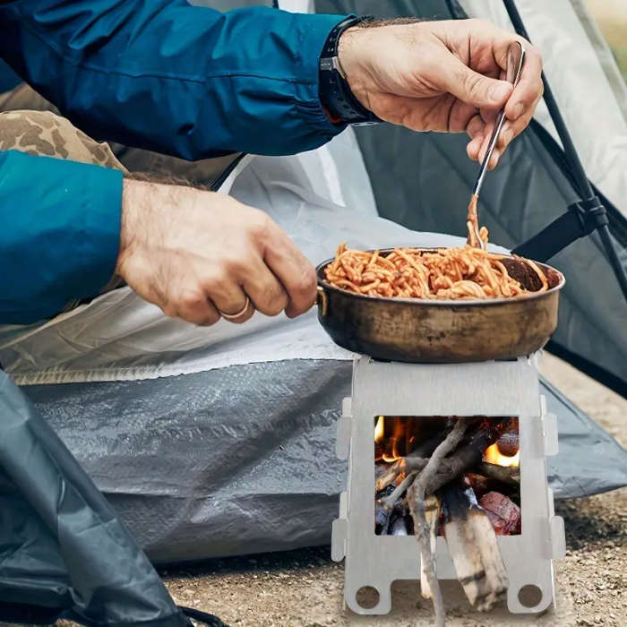 1pc Campfire Wood Stove Portable Backpack Stove Folding Lightweight Titanium Alcohol Stove Suitable