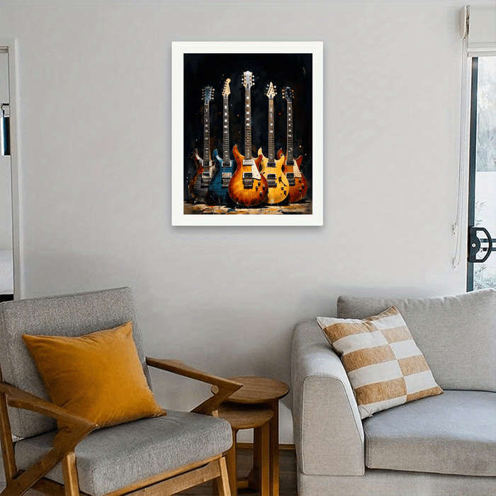 1pc Electric Guitar Collection Paint by Numbers Kit for Adults DIY Colorful Guitar Display Painti