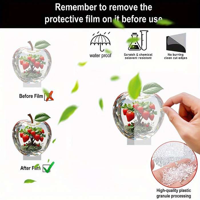 1pc 2D Flat   Elegant Strawberry  Acrylic Decorative Piece with Vibrant Green Leaves Red Ber