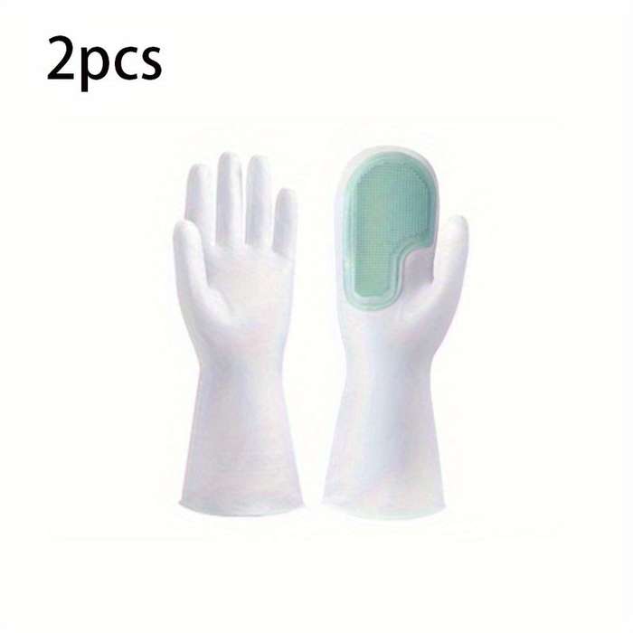 2pcs Colorful Waterproof Rubber Latex Dishwashing Gloves Ideal for Kitchen Bathroom Outdo