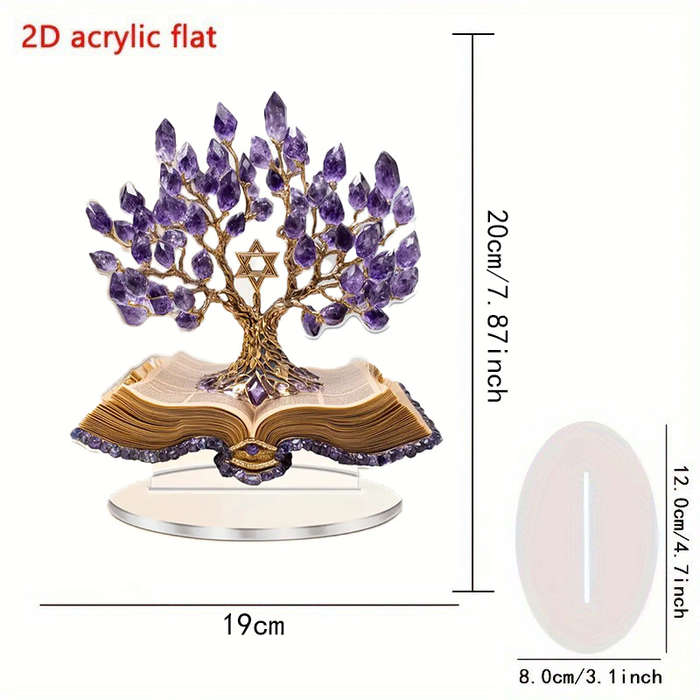 1pc 2D Flat  Acrylic Life Tree Plaque with Star of David Bohemian Spiritual Decoration Perfect Gi