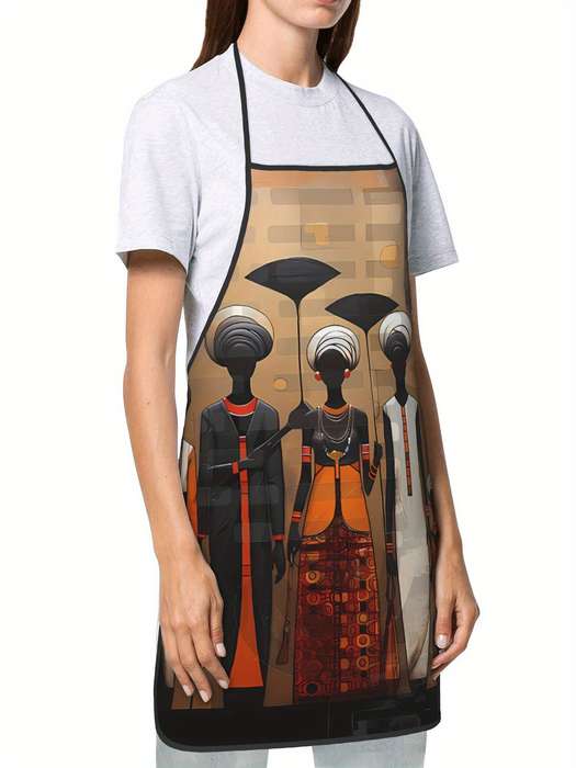 1pc Apron Featuring Artwork of African Tribal Women Designed for Both Men And Women.