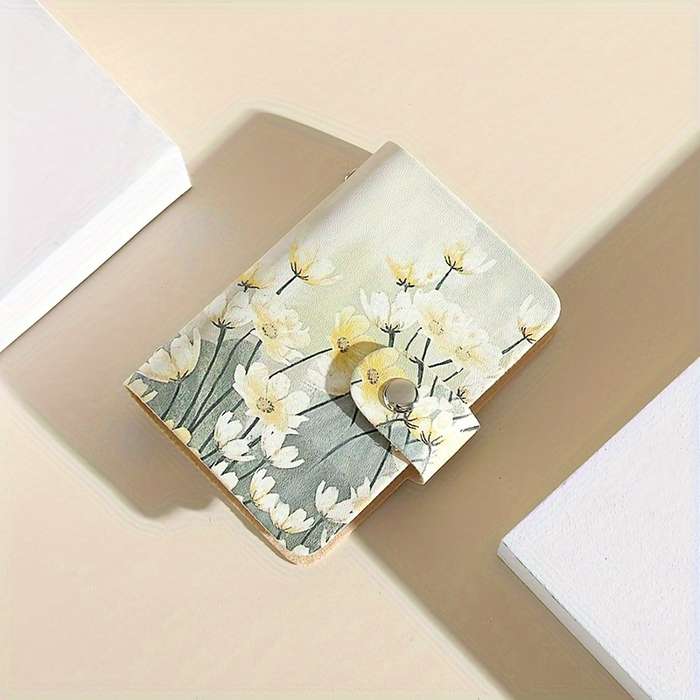1pc Elegant Floral Pattern Synthetic Faux Leather Card Holder with 20 Slots Ideal for Credit Card