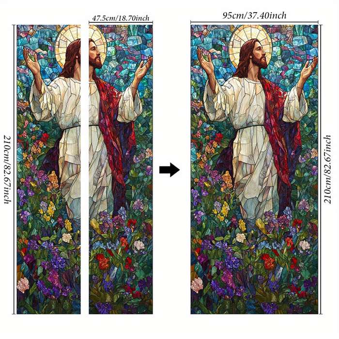 1pc 76.96x199.9cm Jesus Christian Themed Stickers
