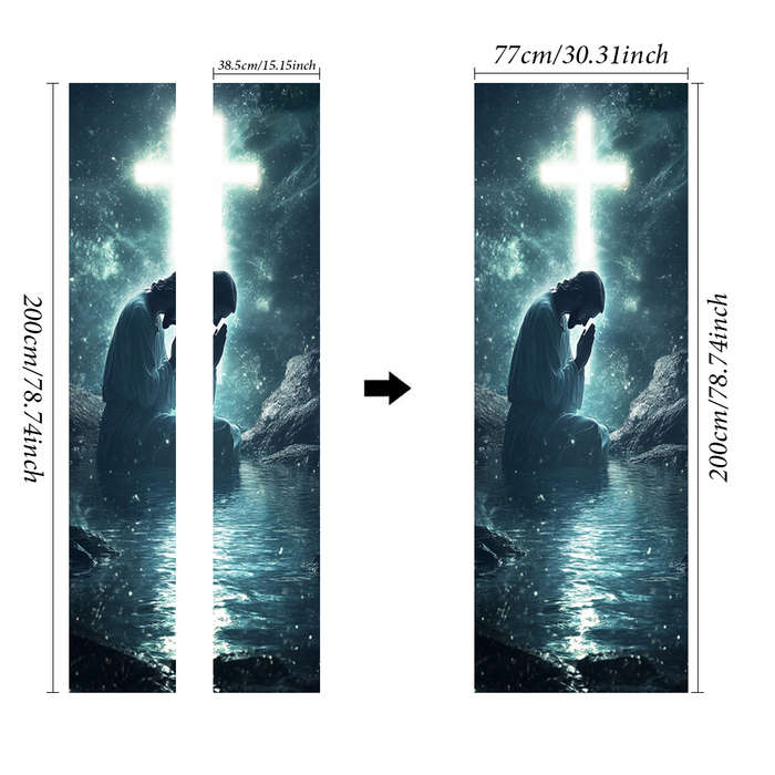 1pc 76.96x199.9cm Jesus Christian Themed Stickers