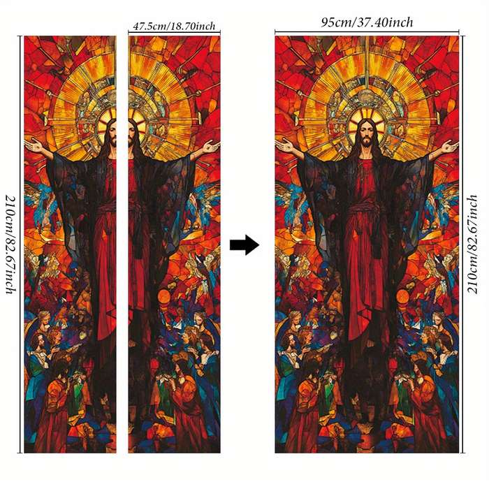 1pc 76.96x199.9cm Jesus Christian Themed Stickers