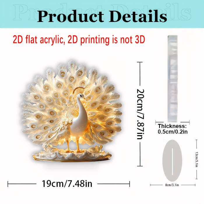1pc 2D Flat   Elegant White Parrot Acrylic Decor with Bohemian Style Base Ideal for Home Off