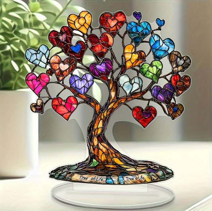 1pc 2D Flat  Acrylic Tree of Life Heart Fruit Desk Decor Vibrant  Plastic Bohemian Style Perfe