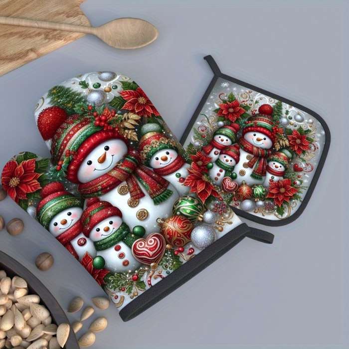 2pcs Heat Resistant Oven Mitts And Potholders