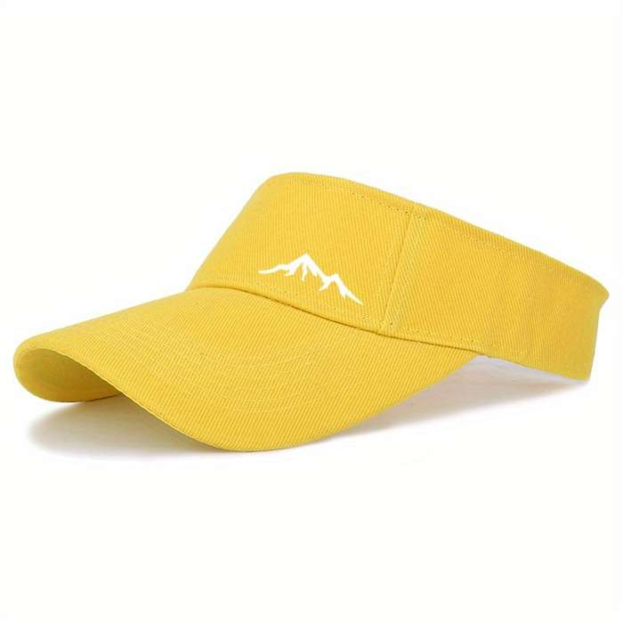 1pc Breathable Black Running Cap with Mountain Logo UV Protection Sun Hat for Outdoor Sports Ca