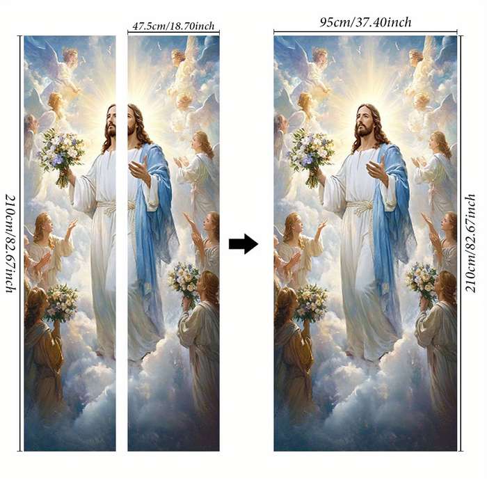 1pc 76.96x199.9cm Jesus Christian Themed Stickers