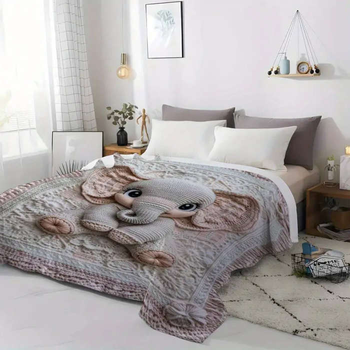 1 x 3D Crochet Printed Flannel Blanket 150*200cm