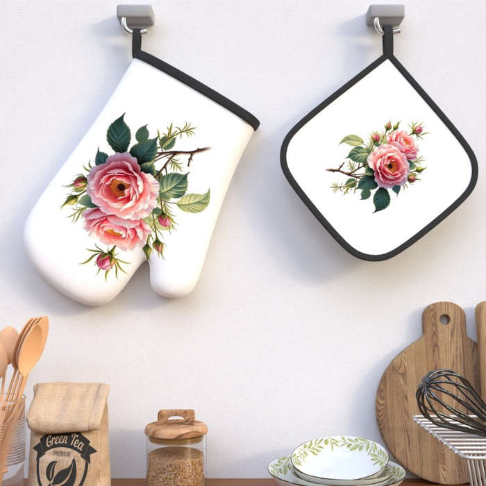 2Pcs 26.92x17.02cm Heat Resistant Oven Mitts And Potholders