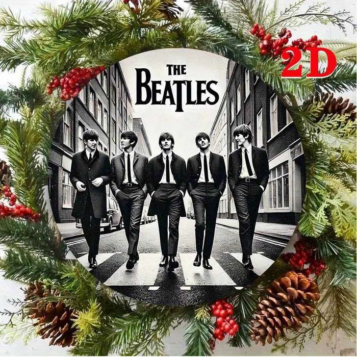 1pc 2D Flat Beatles 2D Round Wall Sign Iconic Abbey Road Crossing Art Aluminum Home or Outdoor