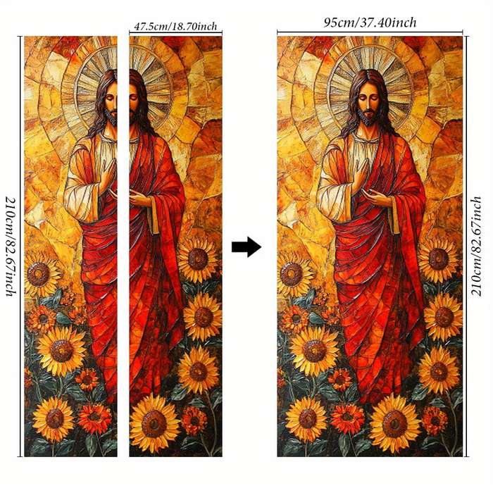 1pc 76.96x199.9cm Jesus Christian Themed Stickers