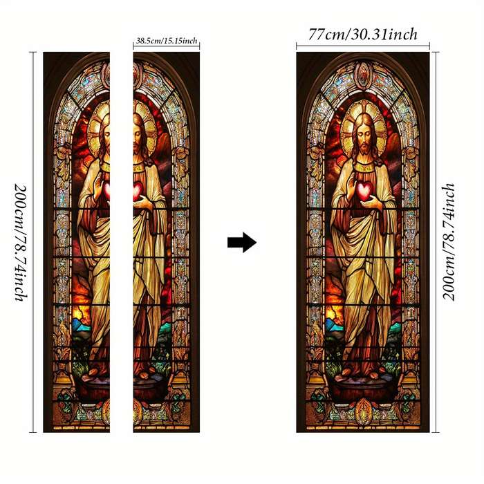1pc 76.96x199.9cm Jesus Christian Themed Stickers