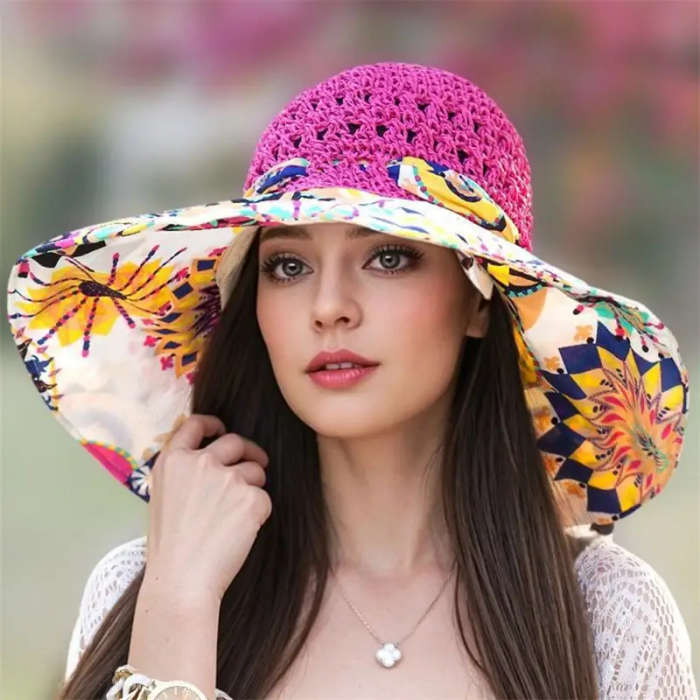 Women's Spring And Summer Ethnic Style Straw Sun Hat Coffee 1