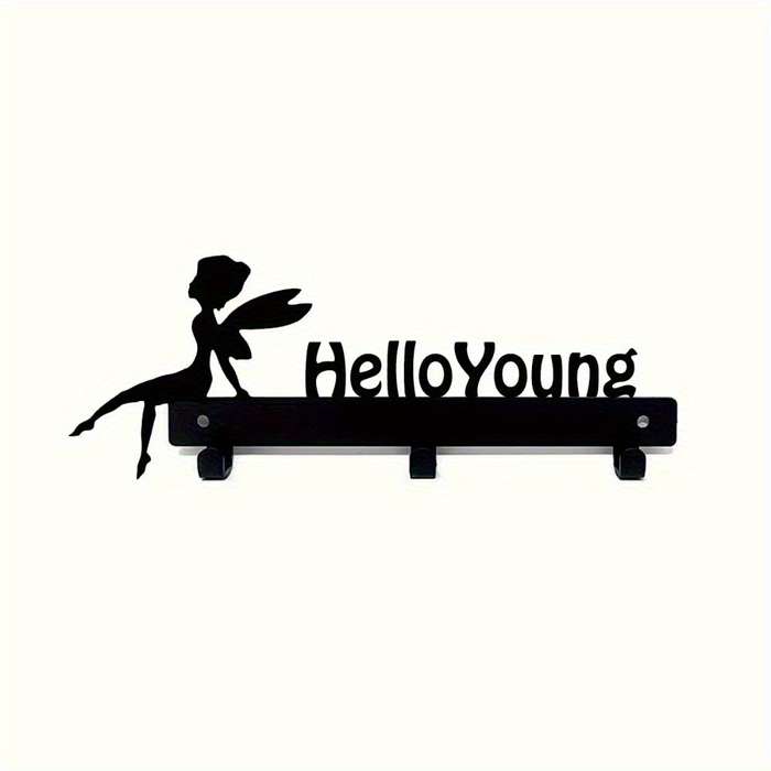 1pc HelloYoung Magical Wall-Mounted Storage RackStylish Metal Organizer for Coats Keys Towels