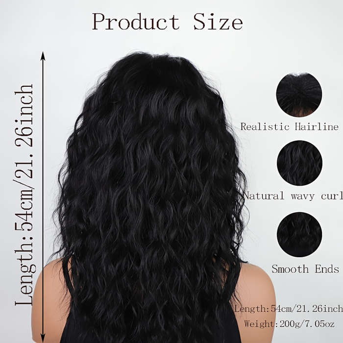 1Pc Black 50.8cm Fashion Design Wig